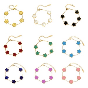 <span class=keywords><strong>Bracelet</strong></span> personnalisé en acier inoxydable 18 carats, maillons de chaîne tendance, étanche, motif trèfle, cadeau Saint-Valentin pour femme - Product Image 4