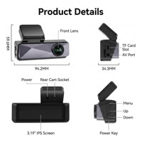 Caméra de tableau de bord double 4K économique avec chipset 220CN, enregistreur vidéo de voiture avant et arrière 1080P, contrôle via application WiFi, capteur G et surveillance de stationnement DVR