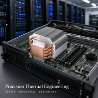Dissipateur thermique pour processeur à 6 caloducs, base en cuivre, ailettes en aluminium, refroidisseur pour serveur, équipement industriel, solution thermique personnalisée OEM