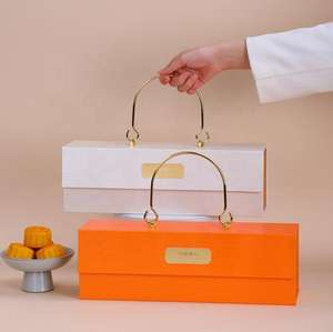 Boîte d'emballage portable rectangulaire blanche avec rabat, boîte de luxe pour gâteaux, desserts, cadeaux, Caja Para <span class=keywords><strong>Pastel</strong></span> avec poignée métallique - Product Image 2