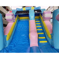 Toboggan Gonflable Thème Bonbons Combo Toboggan Sec Gonflable pour Enfants Fête Extérieure Événement Impression Personnalisée Disponible