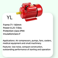 Moteur électrique domestique à induction CA série YL 0,75 kW 4P 4 pôles 1400 tr/min à double condensateur monophasé asynchrone