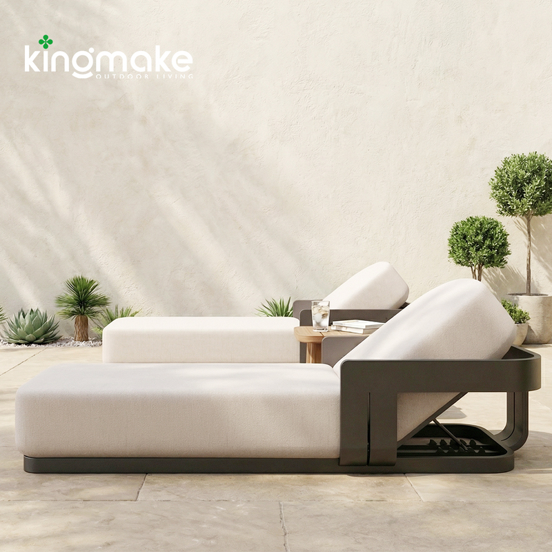 Commercial Teak Wood Sunbed with Waterproof