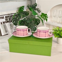 Ensemble de tasses à café en porcelaine rose, style européen, luxe moderne, minimaliste, écologique, cadeaux d'affaires, pour le thé de l'après-midi