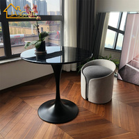 Table basse moderne en céramique pour salon, bar, club, table basse ronde en ardoise noire, table d'appoint en forme de tulipe
