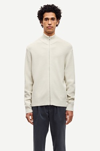 Sweat-shirt en laine mérinos pour <span class=keywords><strong>homme</strong></span>, fermeture éclair intégrale, manches longues, col et poche, marron - Product Image 4