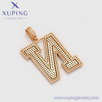 X000760230 Bijoux Xuping Plaqué Or 18K Pendentif Lettre N Breloque Initiale Alphabet Hip Hop Vente en Gros