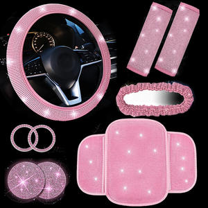 Housse de volant de <span class=keywords><strong>voiture</strong></span> OLIVER en polyester, best-seller transfrontalier, avec strass thermocollés et protection d'épaule incrustée de diamants - Product Image 2