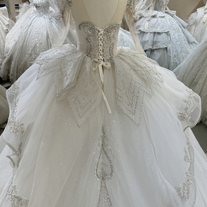 Jancember DW0046 Elegante cuello alto Empire Pearls Ball Gown Vestidos de novia para niñas - Product Image 6