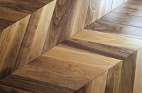 Plancher en parquet, plancher en blocs avec motif de coquillages incrustés, plancher en bois d'ingénierie, planchers multicouches