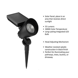 Foco Solar LED para Exteriores de 55 Lúmenes, Color Negro, con Cabezal Ajustable, para Caminos y Jardines, FX-6060E, Foco LED de Paisaje con Energía Solar 5 - Product Image 4