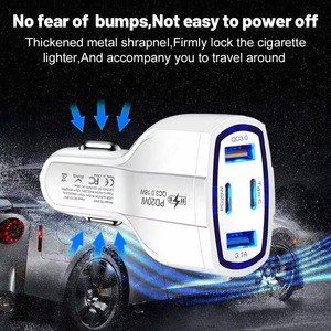 ที่ชาร์จในรถยนต์ 38W 4 พอร์ต รองรับ Dual PD2.0W QC3.0 USB Type-C ชาร์จเร็ว อะแดปเตอร์ที่จุดบุหรี่แบบ Universal - Product Image 5