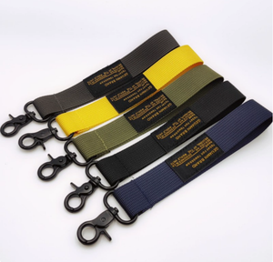 Porte-clés court personnalisé avec logo tissé et brodé, lanière de poignet durable pour moto, sangle de clé en tissu personnalisée - Product Image 1
