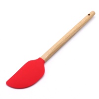 Mini spatule en silicone de 9 pouces résistant à la chaleur avec manche en bois pour la cuisson au four