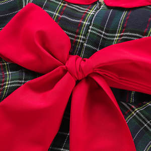 Robe Rouge de Noël pour Bébés et Enfants Filles 1-7 Ans, Robes de Fête en Tulle Plissé à Carreaux avec Nœud, Costumes de Nouvel An 2023 - Product Image 5