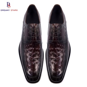 Chaussures habillées décontractées pour hommes en cuir véritable à lacets, mocassins et richelieus, à motif spécial pour affaires et mariages - Product Image 1