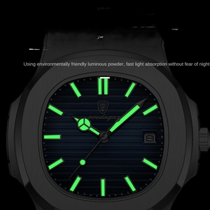 Cho Poedagar Thời Trang Mới Người Đàn Ông Của Thép Không Gỉ Vuông Thạch Anh Đồng Hồ Kinh Doanh Không Thấm Nước Nam Đồng Hồ Với Sáng Ngày 613 Vuông - Product Image 4