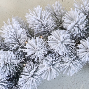 White Snow Flocked <b>Artificial</b> Pine Needle Christmas Garland for Door Decoration and <b>Wreath</b> Creations with LED Lights - Product Image 4