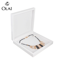 Boîte à bijoux en bois blanc brillant de luxe pour ensemble de bijoux (bague, pendentif, bracelet), personnalisable, pour cadeau