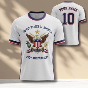 USA Soccer Fan Jersey <b>White</b> 250th Anniversary Edition Adult Comfortable <b>Football</b> Shirt - Product Image 1