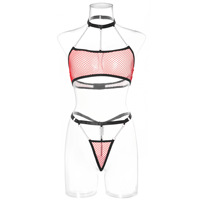 Nouveau Style exotique transparent filet de pêche femmes ensemble de sous-vêtements sexy chaîne suspendue soutien-gorge bref ensemble