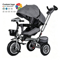 Tricycle pliable pour enfants avec cadre en métal, siège pivotant à 360 degrés, roues en mousse solide, poussette tricycle