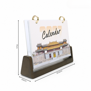 ปฏิทินตั้งโต๊ะไม้สีเข้มพร้อมกล่องของขวัญ สั่งทำโลโก้ได้ ของขวัญปีใหม่สำหรับองค์กร  OEM LBG01N - Product Image 4