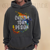Sweat à capuche personnalisé 100 % coton 400 GSM, épais, noir délavé à l'acide, style vintage, pour homme, pull-over, idéal pour l'hiver, modèle vierge OEM