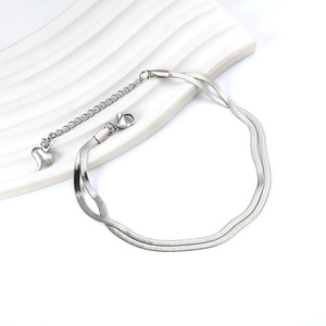 Stainless Steel 18k <b>Gold</b> Plated Double Layer Snake Chain <b>Anklet</b> Women Fashion Stackable Foot Ornament Gift - Product Image 3