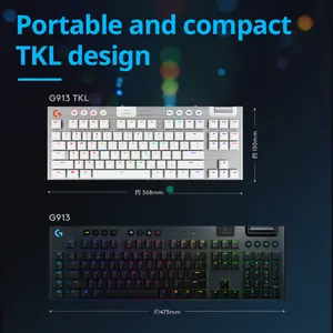 Logitech G913 TKL Three-Mode Low Axis Without Numeric Wireless Multifunctional Keys Mechanical Gaming Keyboard Rgb Backlight