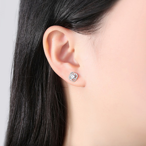 Boucles d'oreilles clous de luxe <span class=keywords><strong>Sunice</strong></span> en argent sterling 999 pour femme, serties de diamants, style japonais et coréen, polyvalentes pour la décoration des oreilles - Product Image 4