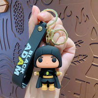 Promotion : Porte-clés en silicone créatif Black Adam (personnage de dessin animé) – Pendentif de sac ou de voiture en caoutchouc