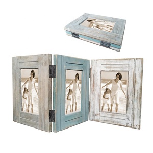 Cadre photo mural et de table multi-ouvertures 3-<span class=keywords><strong>en</strong></span>-1 <span class=keywords><strong>en</strong></span> métal couleur rouille rustique, style vintage familial avec décorations perlées - Product Image 6