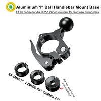 Abrazadera de Manillar de Aleación de Aluminio de 25 mm (1 Pulgada) con Tornillo, Soporte para Teléfono de Motocicleta, Adaptador de Rótula, Base para Soporte de Celular