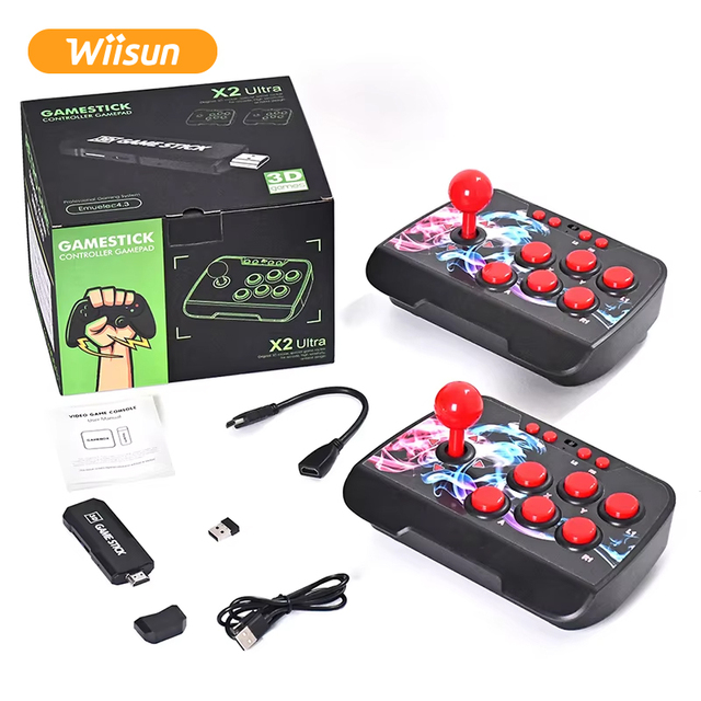 X2 Ultra Game Stick 2.4G Wireless HD Retro Video Gaming Arcade Controller 9000+ Games 40 Emulators TV Game Console Wiisun