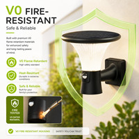 Lampe solaire murale extérieure IP65, matériau ignifuge V0, 3 températures de couleur, télécommande, garantie 3 ans pour maison, jardin, cour
