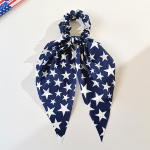 Coleteros con Lazo de la Bandera Patriótica de EE. UU. para Mujer, Bandas Elásticas para el Cabello de Tela Suave con Lazo Largo para el Día de la Independencia, Estilo Casual - Product Image 6