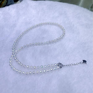 Collar de Perlas de Agua Dulce Naturales de Zhuji, 5-6 mm, Redondas Aurora, Extremadamente Finas y Delicadas, Perlas Sueltas Semiterminadas - Product Image 2