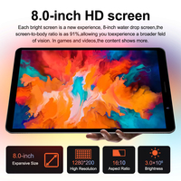 Tablette PC 8 pouces 1280x800HD MTK6789 Octa-Core 2.2GHz avec Android 16, appels téléphoniques par carte SIM, 8 Go + 128 Go de mémoire, pour l'éducation et les études