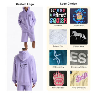 Logo personnalisé sportif taille haute coton polyester pull à capuche short bouffante impression respirant survêtement cordons automne - Product Image 3