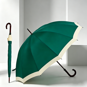 Elegant Classic 27 Inches 8 Ribs Wooden Curved Handle Strong Windproof Rain Business Gifts OEM Custom Printing Golf <b>Umbrella</b> - Product Image 1
