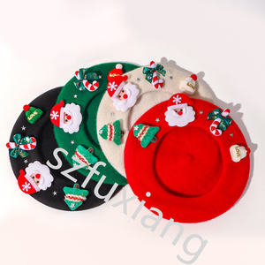 2024 nouvelle conception automne/hiver laine Tweed béret chapeau cadeaux de noël pour les étudiants parent-enfant peintre <span class=keywords><strong>2023</strong></span> - Product Image 5