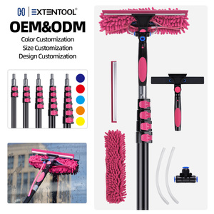 Brosse télescopique de nettoyage de <span class=keywords><strong>vitres</strong></span> à eau 2-<span class=keywords><strong>en</strong></span>-1 avec raclette double face et plumeau <span class=keywords><strong>en</strong></span> chenille <span class=keywords><strong>pour</strong></span> le lavage des fenêtres - Product Image 2