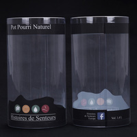 Boîte d'emballage cylindrique en PVC transparent avec couvercle, logo personnalisé pour bougies et pot-pourris
