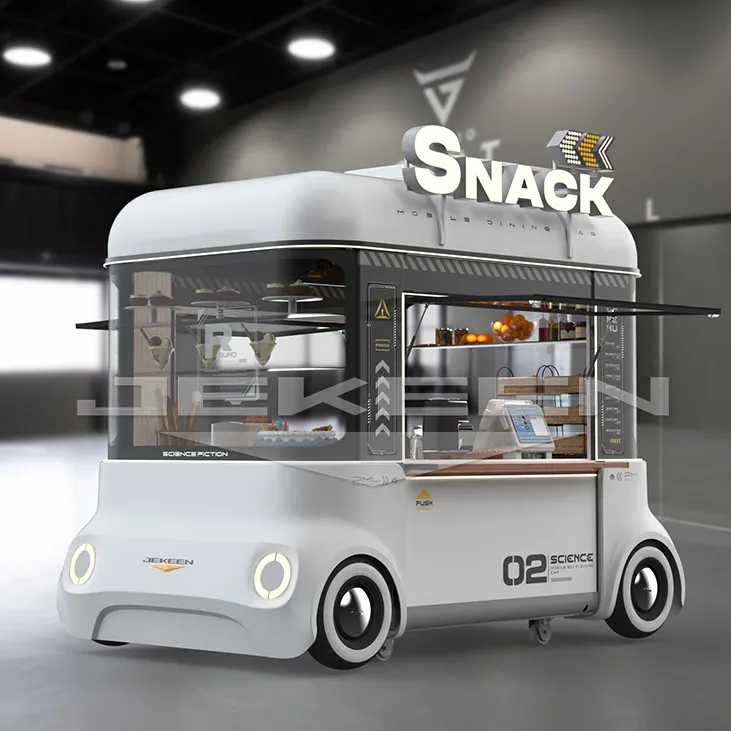 Jekeen 2023 pas cher prix Concession Mobile Commercial café Airstream Fast Food remorque extérieur chariot avec Snack Machine à vendre
