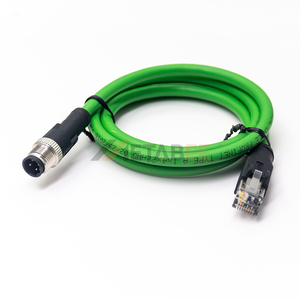 Adaptador Rj45 (macho) a M12 con código D, <span class=keywords><strong>cable</strong></span> <span class=keywords><strong>Ethernet</strong></span> <span class=keywords><strong>Cat</strong></span> 5e de 2 m de longitud con conector macho de <span class=keywords><strong>8</strong></span> pines con código A y clasificación IP67 - Product Image 1