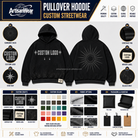 Sweat à capuche noir personnalisé pour homme avec motif graphique étoile cloutée et ourlet moucheté, style streetwear, usine OEM ODM