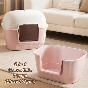 กระบะทรายแมวขนาดใหญ่พิเศษ 69.5 ซม. แบบมีผนังสูง ปิดมิดชิด พร้อมที่ตักทรายและประตูบานสวิง - Product Image 2