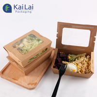 Afhaallocatie voedselcontainers groothandel kraftpapier salade fruit takeaway doos lunchverpakking met venster