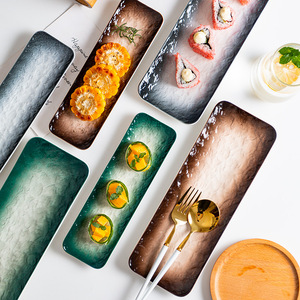 Vente chaude Rectangle 9.5/11.5 pouces <span class=keywords><strong>Sushi</strong></span> assiettes en céramique Snack Dessert plateau de service plats pour Restaurant hôtel mariages - Product Image 4